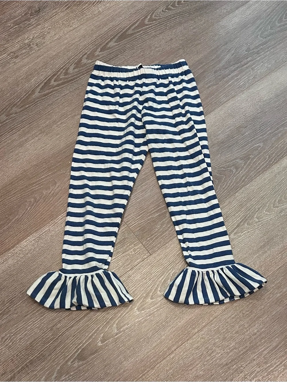 Striped Navy & Floral Ruffle Legging Set - Cozy Playtime Outfit